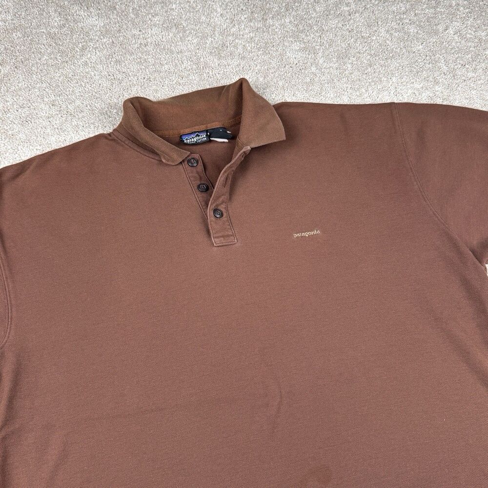 Patagonia Organic Cotton Polo Shirt Brown Men's Large Short Sleeve Logo Vintage